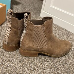 Brown Ankle Boots with Leopard Accent